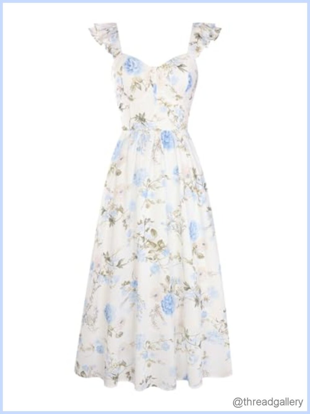 Women Summer Maxi Floral Corset Dress Ruffle Sleeve Milkmaid Wedding Guest